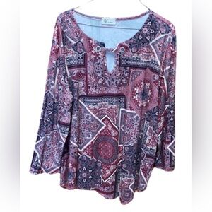 LaRouge size XL floral Paisley Long Sleeve Top